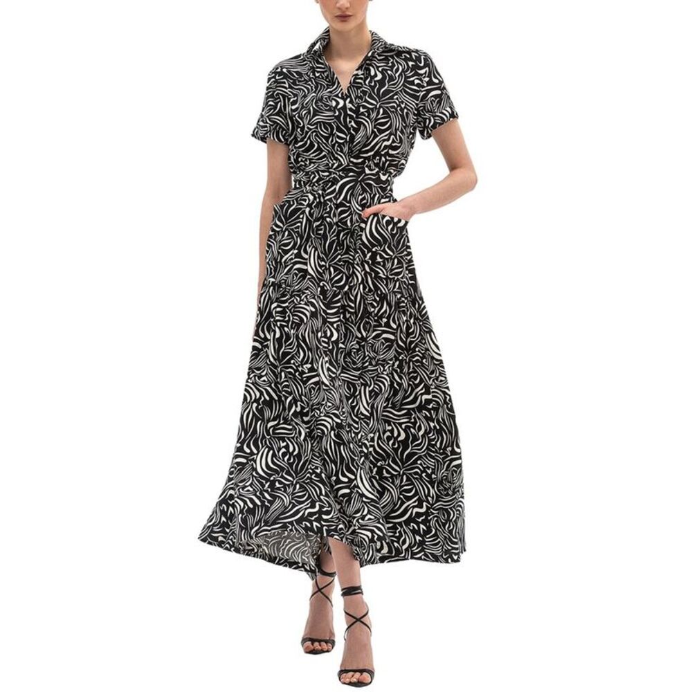 Bgl Womens Sleeveless Linen-Blend Midi Dress, Black
